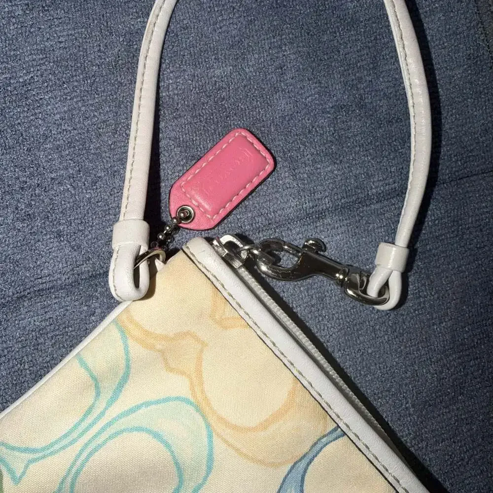 Coach Multicolor Signature Logo Print Canvas Wristlet